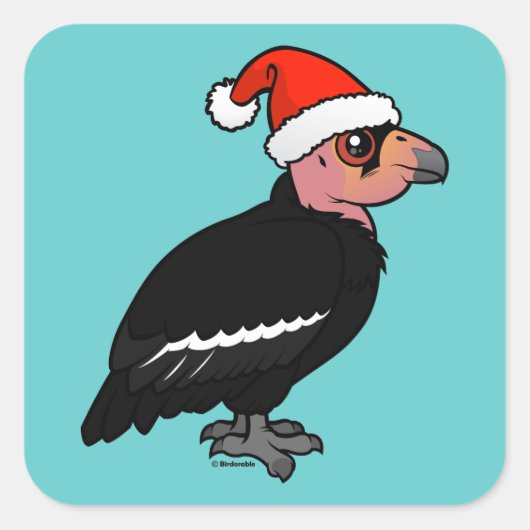 Christmas California Condor Quadratischer Aufkleber (Vorderseite)