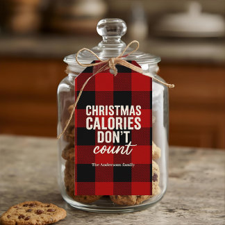 “Christmas Calories Don’t Count” Buffalo Plaid Geschenkanhänger