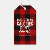 “Christmas Calories Don’t Count” Buffalo Plaid Geschenkanhänger (Vorderseite)