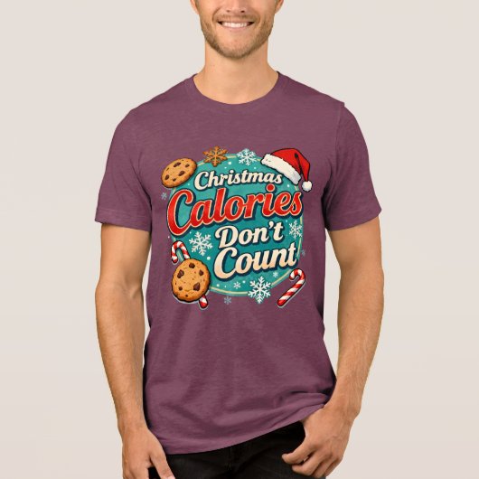 Christmas Calories Don’t Count Funny Santa Claus Tri-Blend Shirt (Vorderseite)