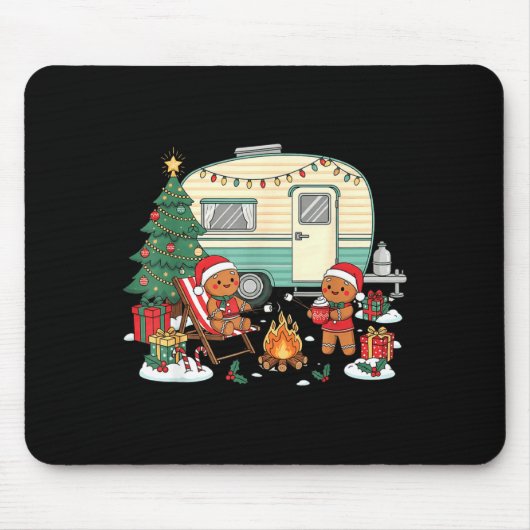 Christmas Camng Gingerbread Campfire Tree Santa Ha Mousepad (Vorne)