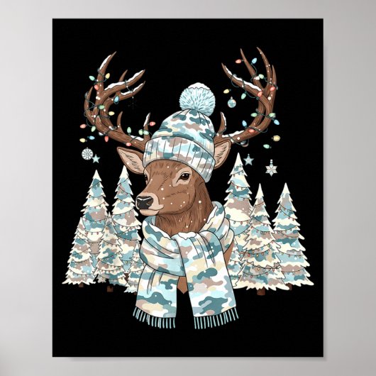 Christmas Camo Hunting Reindeer Pajamas With Deer Poster (Vorne)