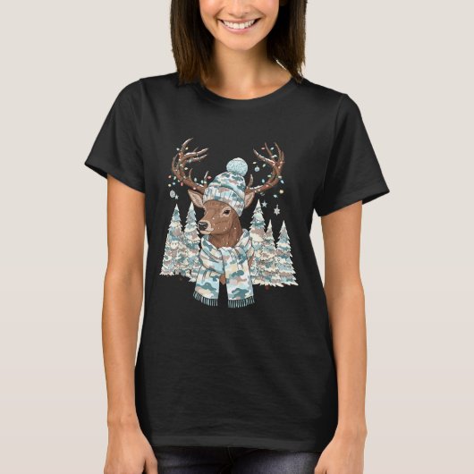 Christmas Camo Hunting Reindeer Pajamas With Deer T-Shirt (Vorderseite)