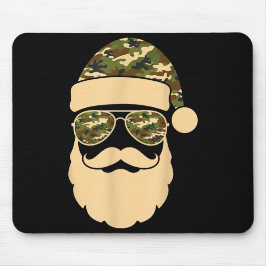 Christmas Camo Santa Sungles Hat Beard Cool Milita Mousepad (Vorne)