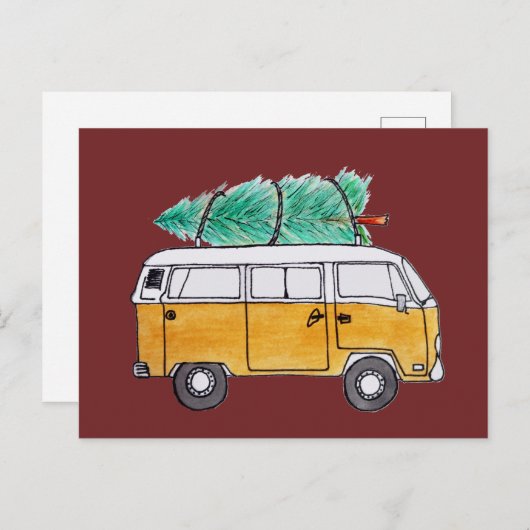 Christmas Campervan Postkarte (Vorne/Hinten)