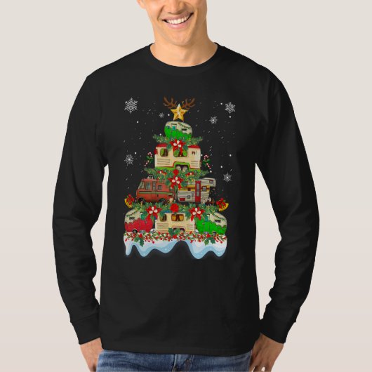 Christmas Camping X mas Camping Truck Tree Camper T-Shirt (Vorderseite)