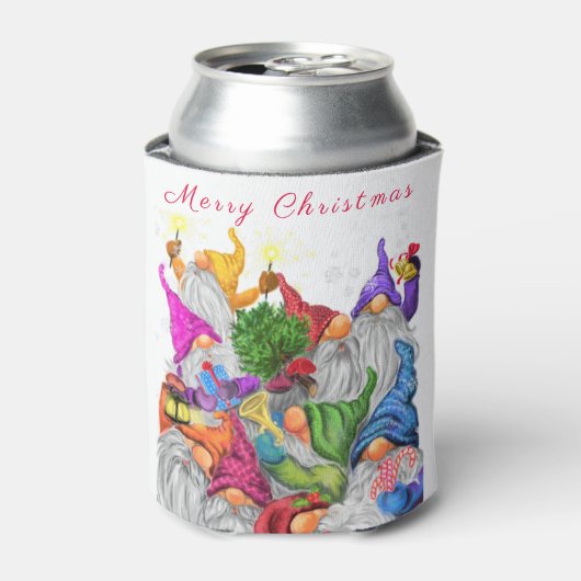 Christmas Can Cooler Happy Gnomes Party Dosenkühler (Kanne Vorderseite)