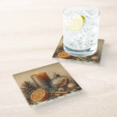 Christmas Candle Art Glasuntersetzer (Schrägansicht)