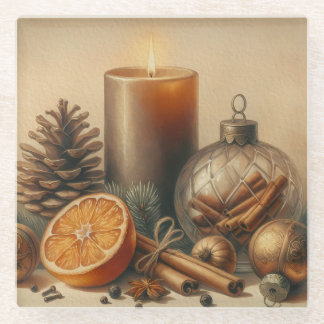 Christmas Candle Art Glasuntersetzer