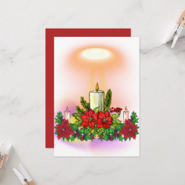 Christmas Candle Card with Poinsettia Einladung