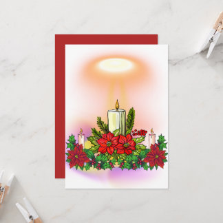 Christmas Candle Card with Poinsettia Einladung