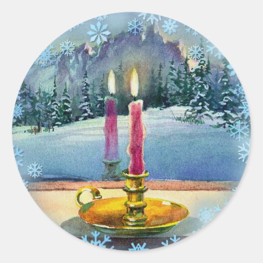 CHRISTMAS CANDLE von SHARON SHARPE Runder Aufkleber (Vorderseite)