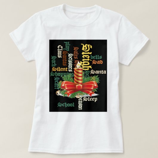 Christmas Candle Word Art T - Shirt (Design vorne)