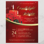 Christmas Candlelight Poinsettia Red Church Flyer (Vorne)