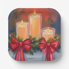 Christmas Candles Garland Watercolor Painting Pappteller