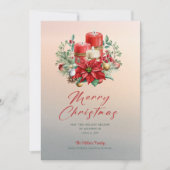 Christmas Candles & Poinsettia Bouquet Einladung (Vorderseite)