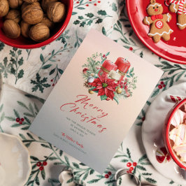 Christmas Candles & Poinsettia Bouquet Einladung
