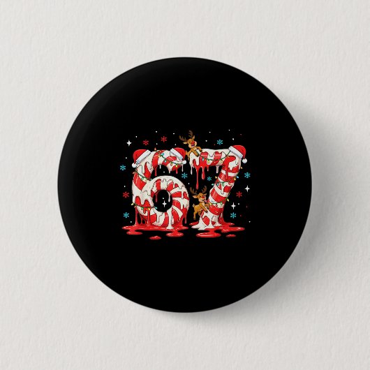 Christmas Candy Cane 67 Meme Six Seven Funny Boys Button (Vorderseite)