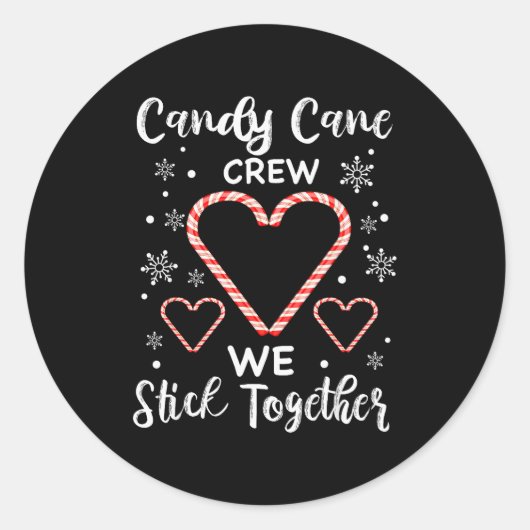 Christmas Candy Cane Crew Heart Holiday Family Can Runder Aufkleber (Vorderseite)