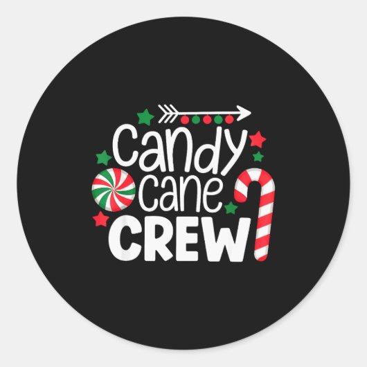 Christmas Candy Cane Crew Shirt Women Girls Boys K Runder Aufkleber (Vorderseite)