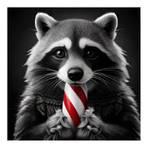 Christmas Candy Cane Critters Raccoon