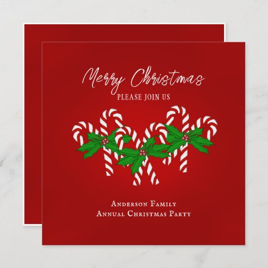 Christmas Candy Cane Einladung (Vorne/Hinten)