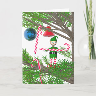 Christmas Candy Cane Elf Feiertagskarte