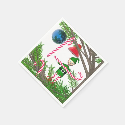 Christmas Candy Cane Elf Serviette (Ecke)