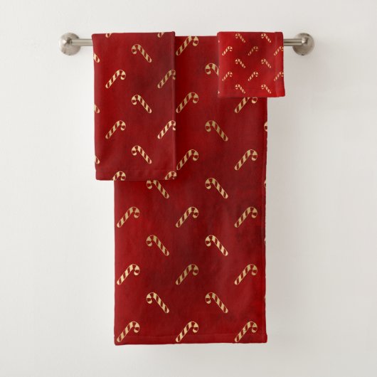 CHRISTMAS CANDY CANE FESTIVTOWEL BADHANDTUCH SET (Insitu)