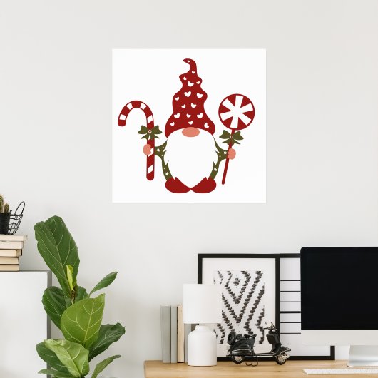 Christmas Candy Cane Gnome Poster (Heimbüro)