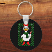 Christmas Candy Cane Goose Matching Couple Xmas Bo Schlüsselanhänger (Vorderseite)