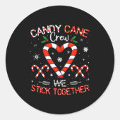 Christmas Candy Cane Heart Crew Family Matching Pa Runder Aufkleber (Vorderseite)