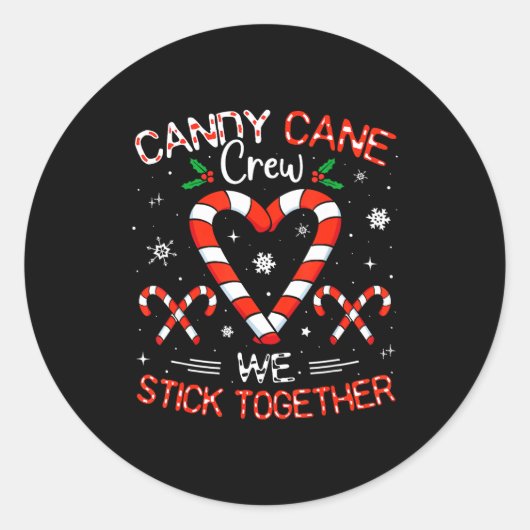 Christmas Candy Cane Heart Crew Family Matching Pa Runder Aufkleber (Vorderseite)