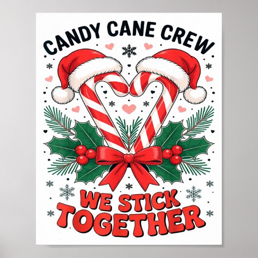 Christmas Candy Cane Heart Holiday Family Matching Poster (Vorne)