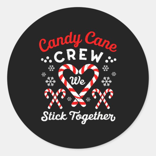 Christmas Candy Cane Heart Holiday Family Matching Runder Aufkleber (Vorderseite)