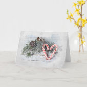 Christmas Candy Cane Heart Karte (Gelbe Blume)