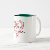 Christmas Candy Cane Heart Zweifarbige Tasse (VorderseiteRechts)