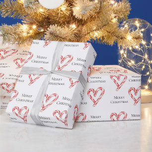 Christmas Candy Cane Hearts Geschenkpapier