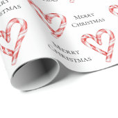 Christmas Candy Cane Hearts Geschenkpapier (Rolleneckpunkt)