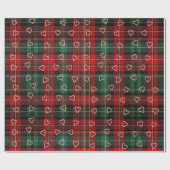 Christmas Candy Cane Hearts On Tartan Plaid Geschenkpapier (Flach)