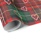 Christmas Candy Cane Hearts On Tartan Plaid Geschenkpapier (Rolleneckpunkt)
