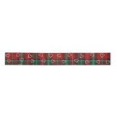 Christmas Candy Cane Hearts On Tartan Plaid Satinband (Vorderseite)