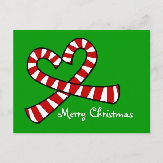Christmas Candy Cane Herz Postcard Feiertagspostkarte (Vorderseite)