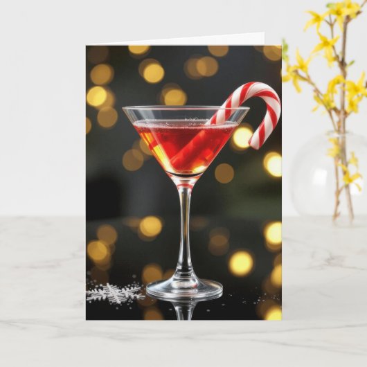 Christmas Candy Cane In a Cocktail Karte (Gelbe Blume)