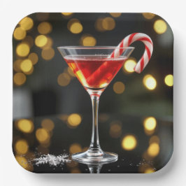 Christmas Candy Cane In a Cocktail Pappteller