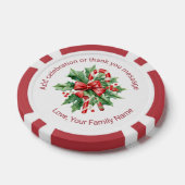 Christmas Candy Cane Mistletoe Custom Text Red Pokerchips (Einzeln)
