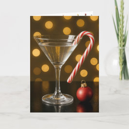 Christmas Candy Cane On a Martini Glass Karte