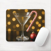 Christmas Candy Cane On a Martini Glass Mousepad (Mit Mouse)