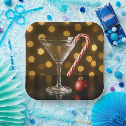 Christmas Candy Cane On a Martini Glass Pappteller (Party)