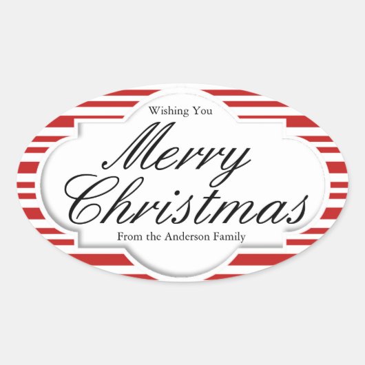 Christmas Candy Cane Party Ovaler Aufkleber (Vorderseite)